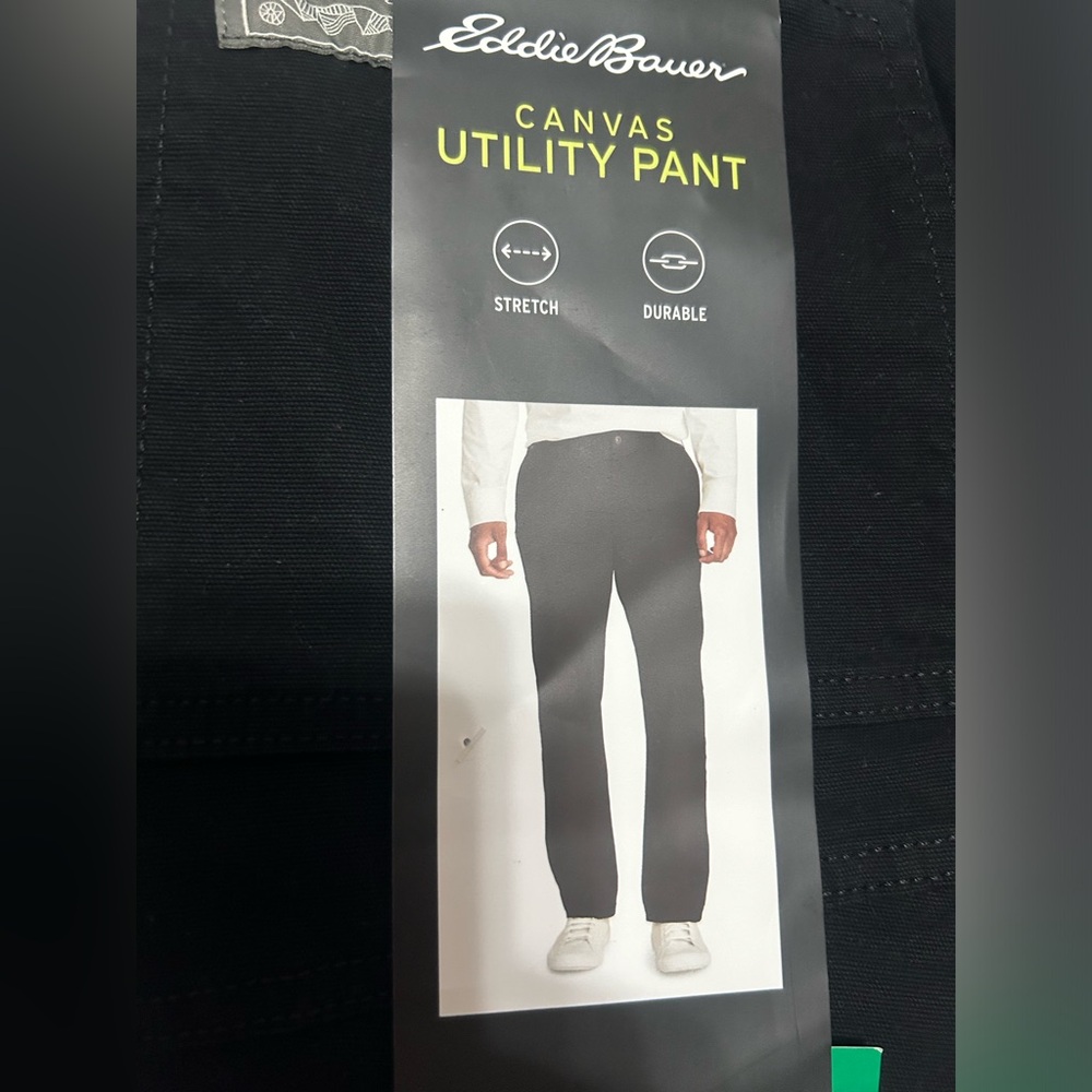 NWT Eddie Bauer canvas utility pants size 38x34 black